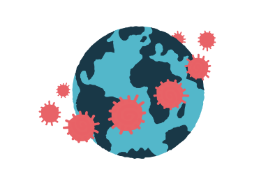 illustration of globe surrounded by germs